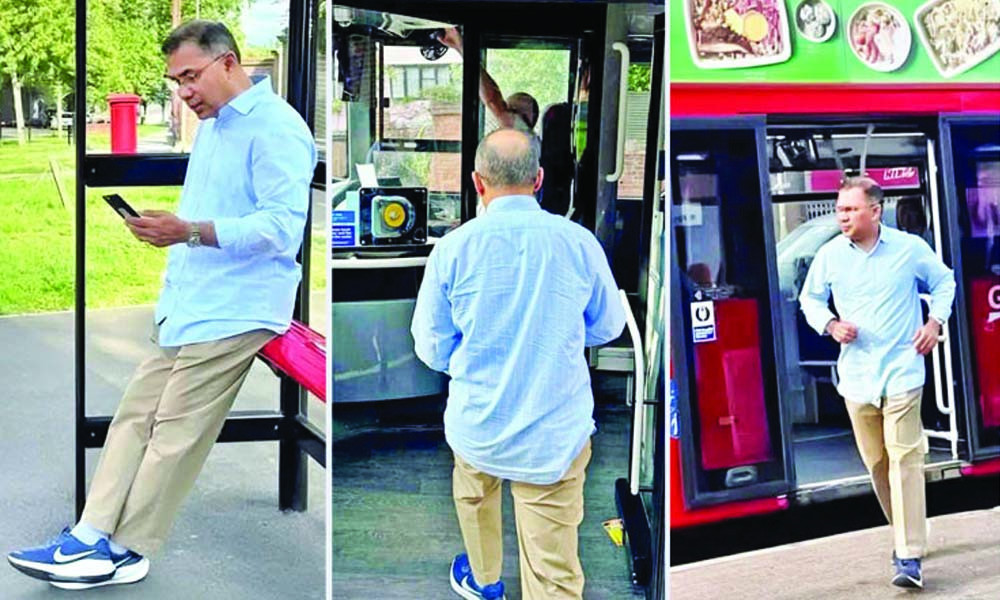 লোকাল বাসের অপেক্ষায় তারেক রহমান, নেটদুনিয়ায় প্রশংসিত